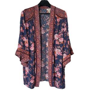 Matilda Jane Floral Kimono Cardigan Oriental Blue Pink Gold M/L
